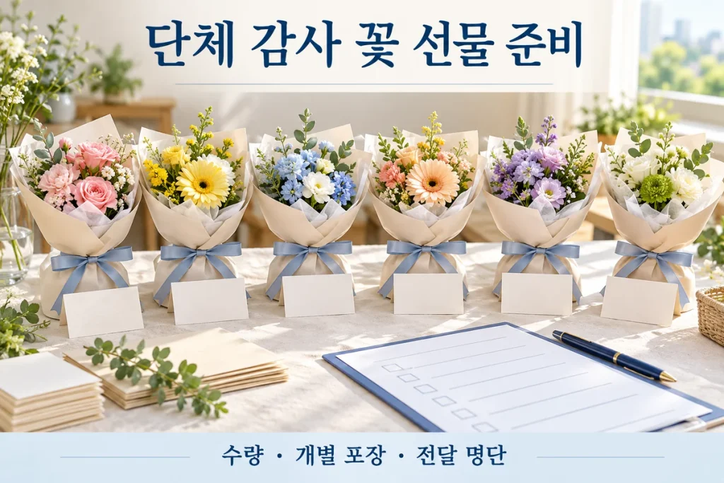 서울 단체 감사 꽃 선물 준비, 수량·개별 포장·전달 명단 정리