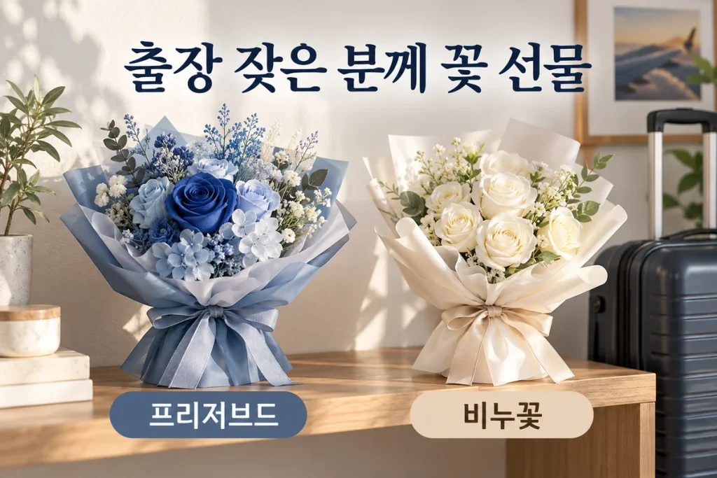 출장 잦은 분께 꽃 선물, 프리저브드와 비누꽃의 보관 조건 비교