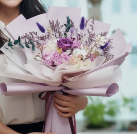 프리저브드플라워 드라이플라워 예쁜 시들지않는꽃 여자친구 졸업식 꽃다발 선물 수페리어보라장미
